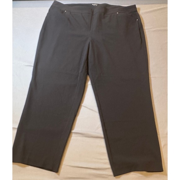 Roz & Ali Pants - Roz & Ali Womens 22 Black Straight Leg Pull On Dress Pants Stretch Trousers